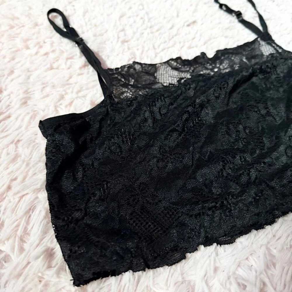Black Lace Delicate Whimsygoth Coquette Soft Romantic Bralette Womens XL Witchy
